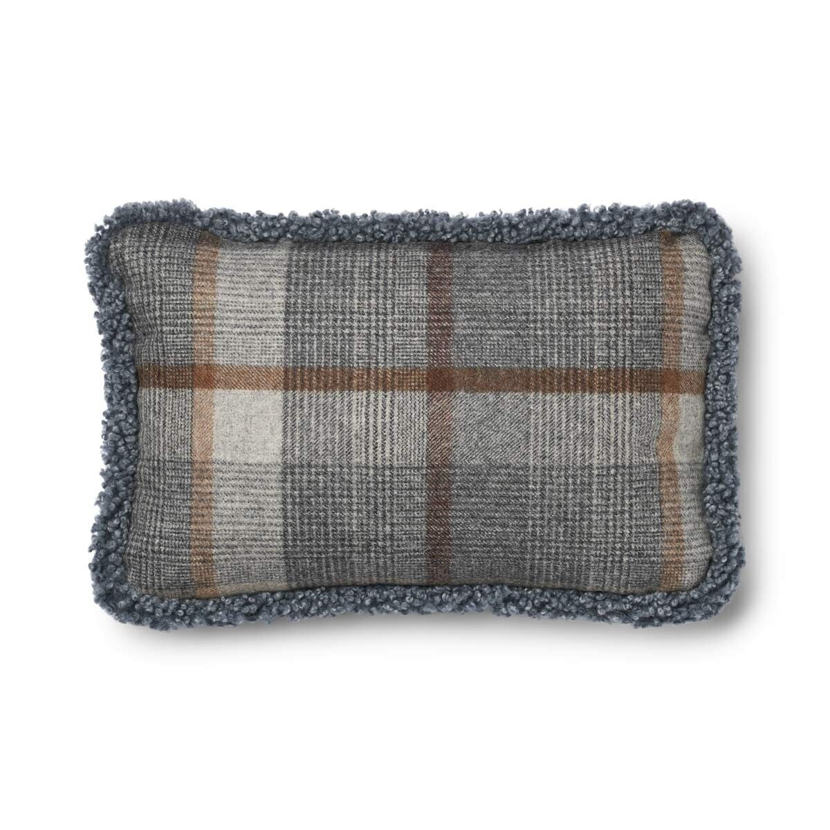 Checked Collection | Ullkudde | Kort lugg | Dubbelsidig | 52x52 cm | 34x52 cm Rutig – Grå/Ljusgrå