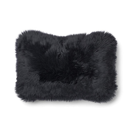 Long-Wool Sheepskin Cushion | 34x52 cm Charcoal/Svart