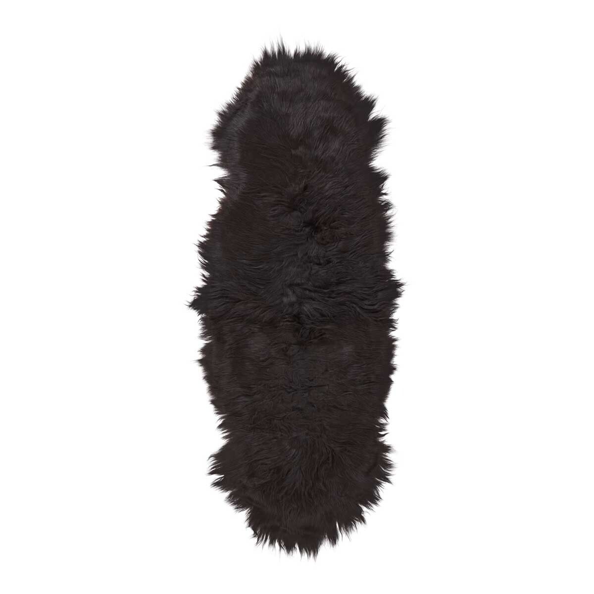 Fårskinn | Dubbelt | Lång lugg | Ekologiskt | 180 cm Natur Svart