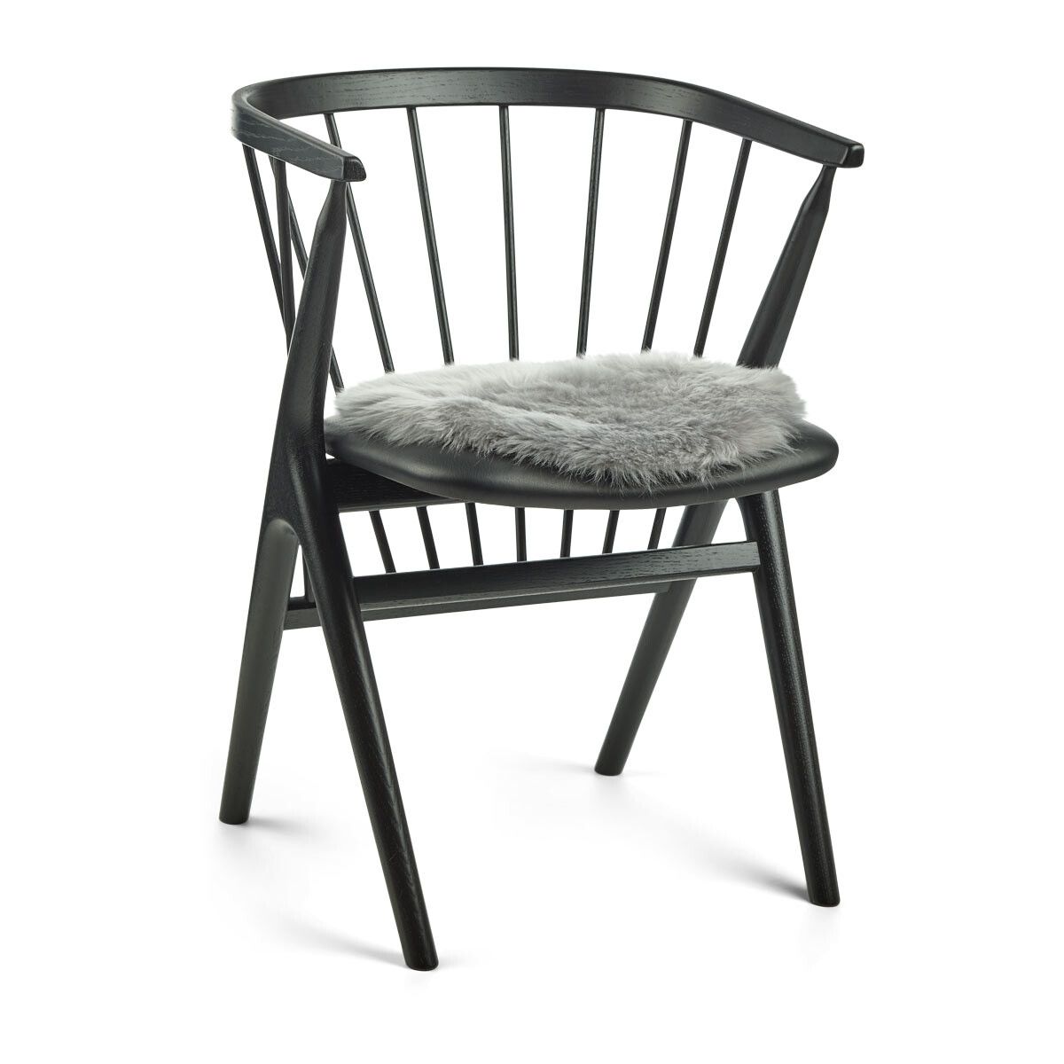 Stolsdyna | Fårskinn | Lång lugg | D38 cm Ljusgrå 