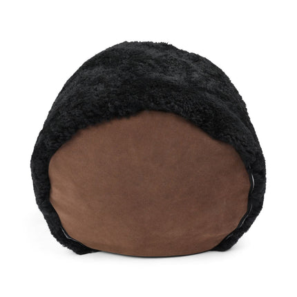 Sittpuff Cylinder | Fårskinn | Kort lugg | D44x33 cm Svart