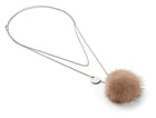 Halsband med minktofs Beige / Brun