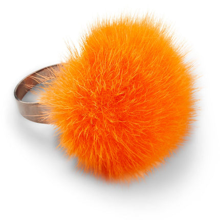 Pom Pom Ring Orange Röd