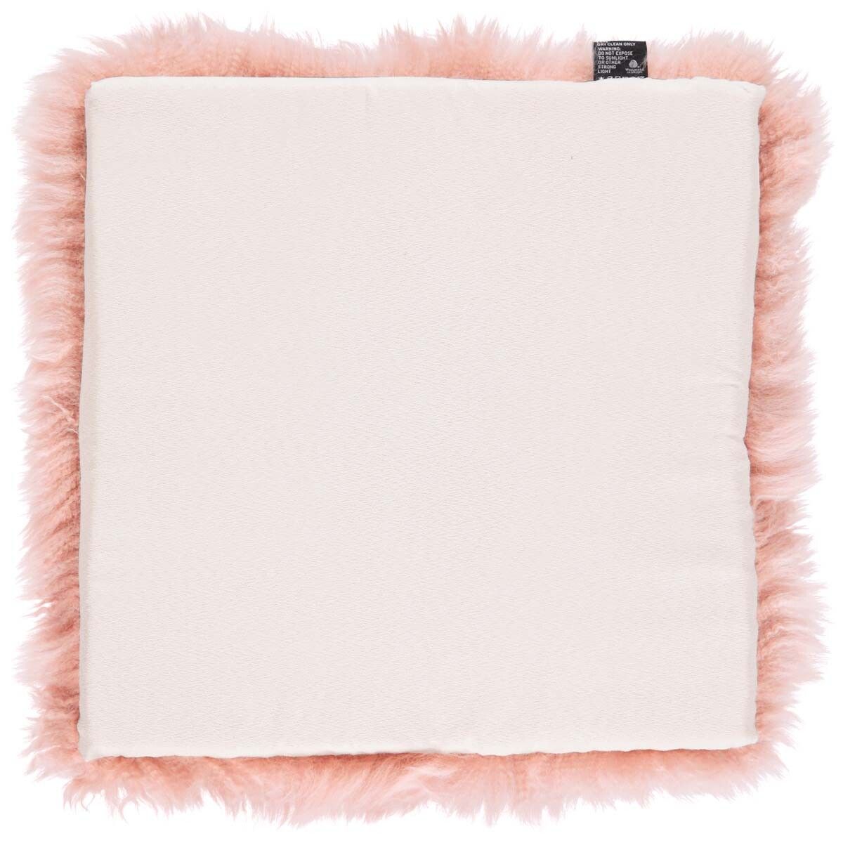 Stolsdyna | Fårskinn | Lång lugg | 37x37 cm Rosa