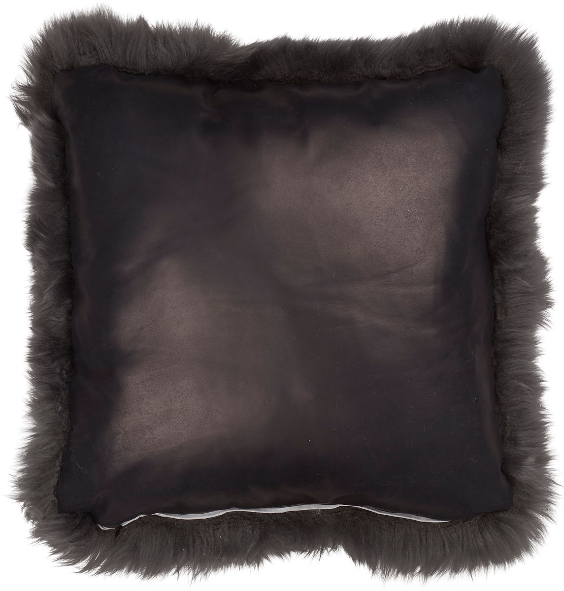 Fårskinnskudde | Lång lugg | Nya Zeeland | Läderbaksida | 50x50 cm Mörkgrå