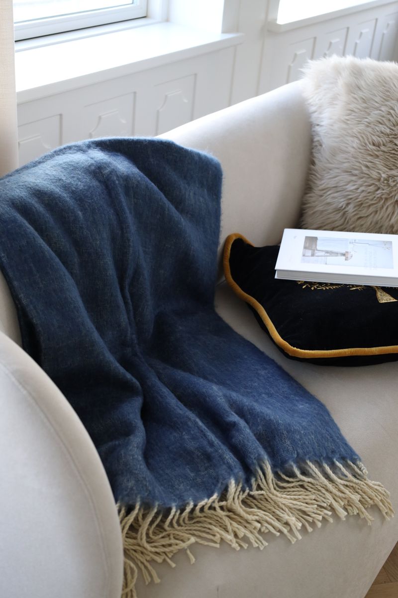 Ullpläd | Mohair mix | 130x170 cm Blågrå