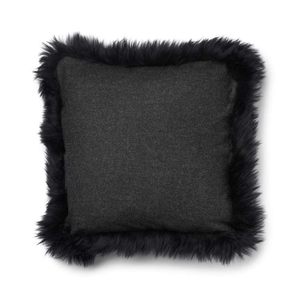 Wool Cushion | LW trim  | 52x52 cm Charcoal/Svart