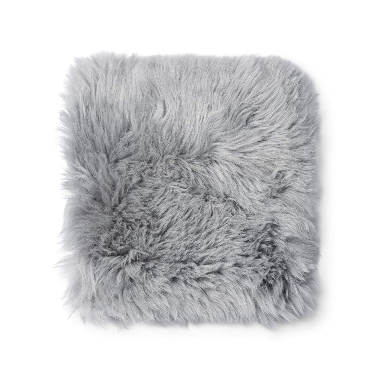 Stolsdyna | Fårskinn | Lång lugg | 35x35 cm Ljusgrå 