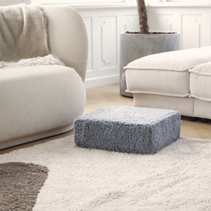 Sittpuff | Fårskinn | Kort lugg | 42x42x13 cm Koksgrå