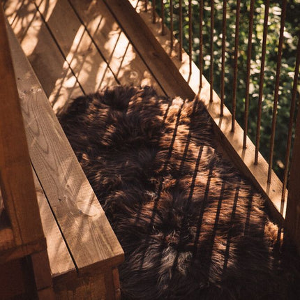 Fårskinn | Ekologiskt | Lång lugg | 90x60 cm Naturlig Brun