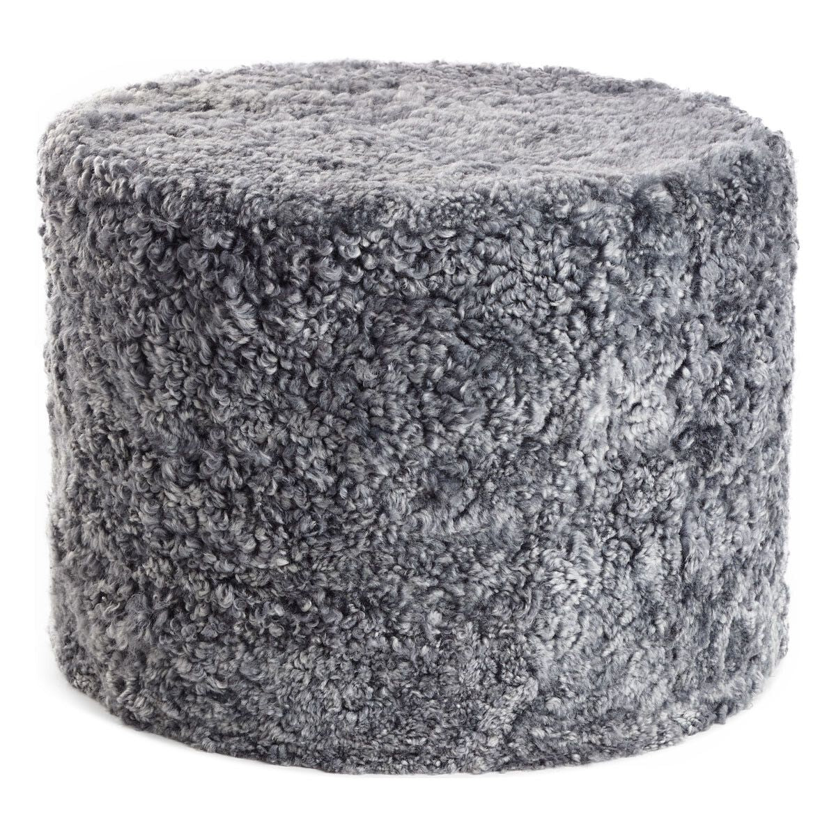 Sittpuff Cylinder | Fårskinn | Kort lugg | D44x33 cm Ljusgrå 