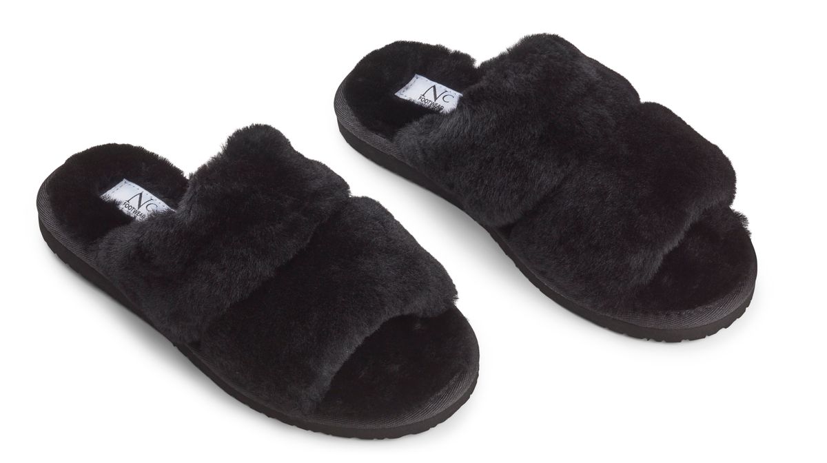 Straps Fårskinnstofflor | Dam Svart
