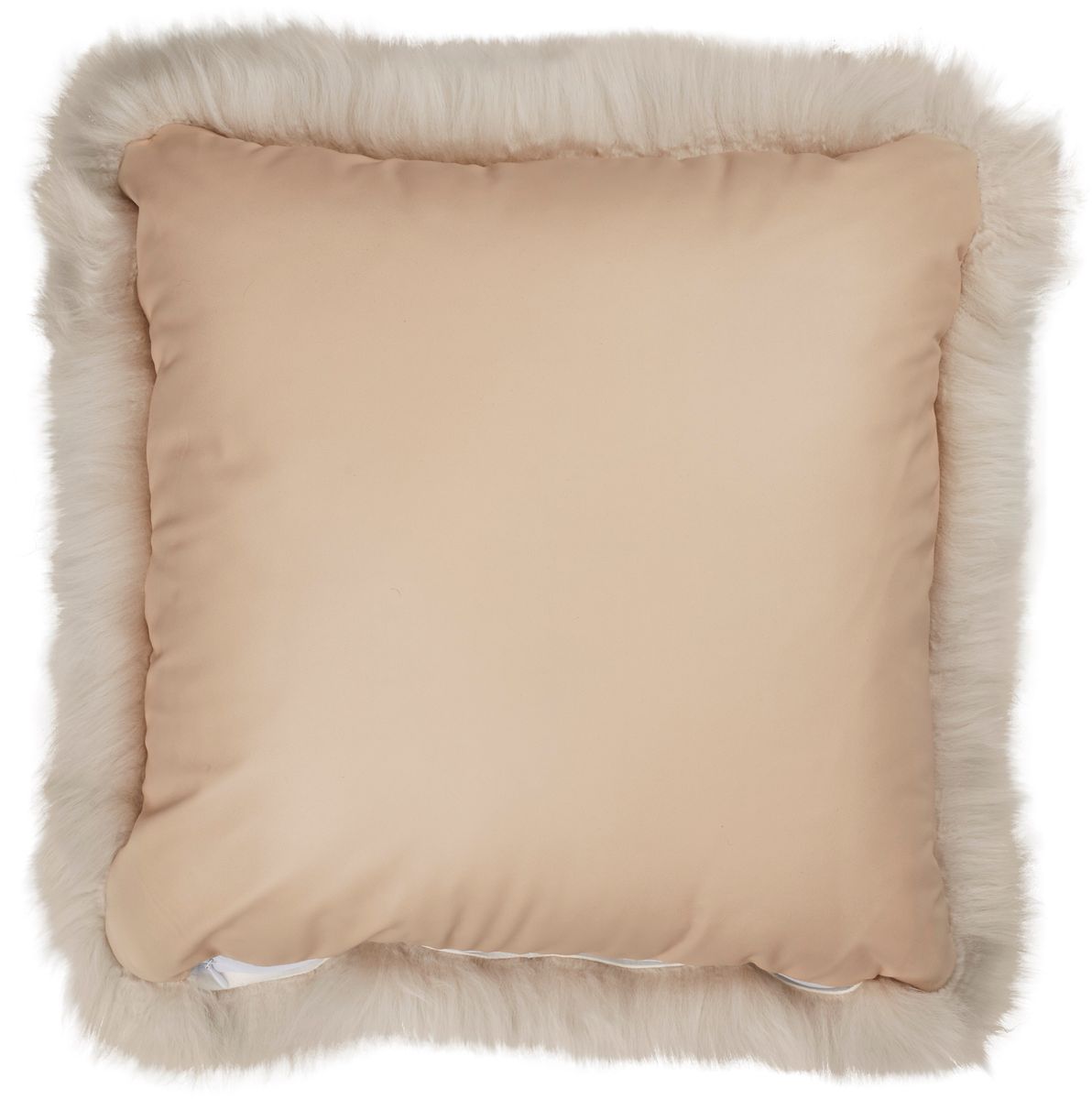Fårskinnskudde | Lång lugg | Nya Zeeland | Läderbaksida | 50x50 cm Beige