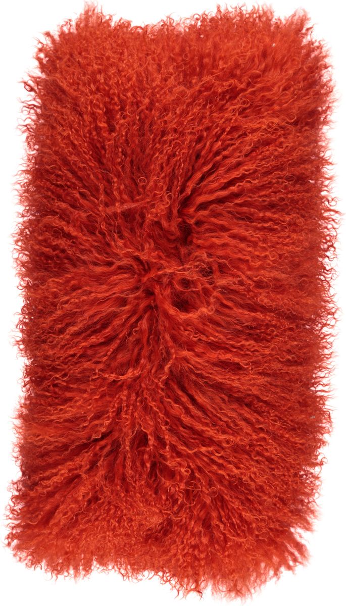 Fårskinnskudde | Lockig | Tibet | 28x56 cm Pangorange