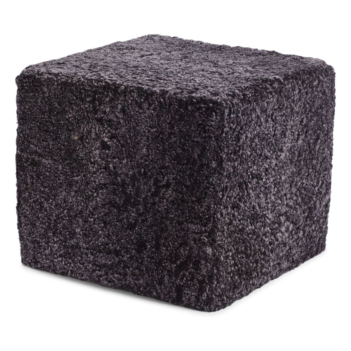 Sittpuff | Fårskinn | Kort lugg | 40x40x35 cm Koksgrå