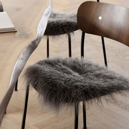 Stolsdyna | Lockig | Tibet | Ø38 cm Gyllene Vit