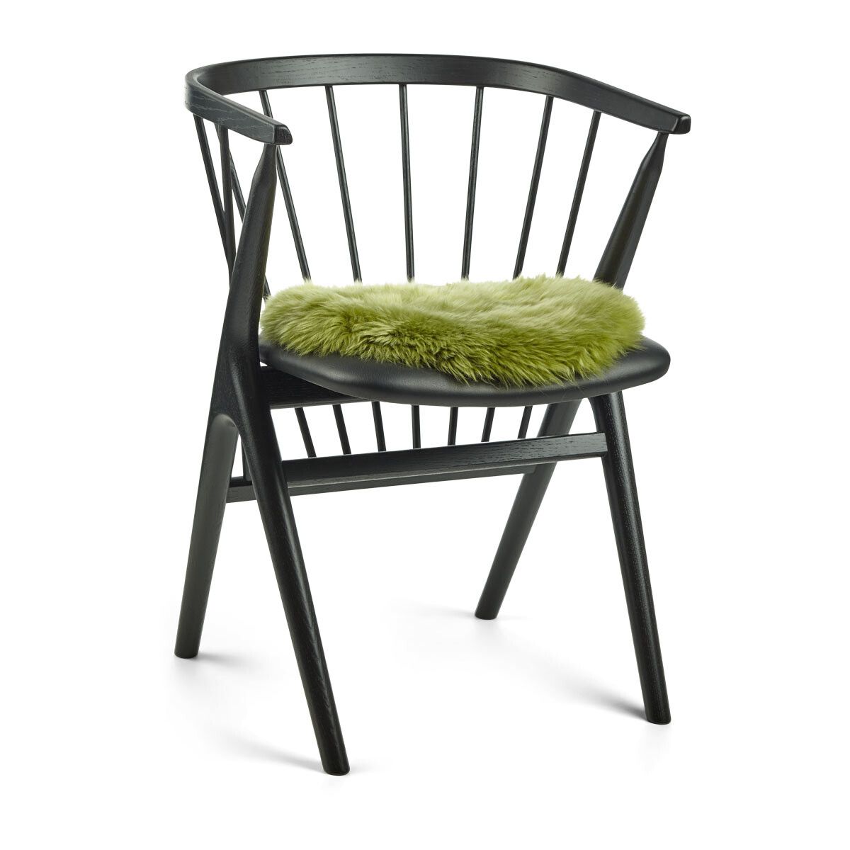 Stolsdyna | Fårskinn | Lång lugg | D38 cm Grön