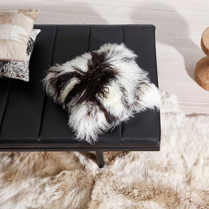 Fårskinnskudde | Lockig | Tibet | 40x40 cm Gyllene Vit