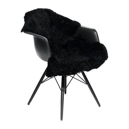 Premium Fårskinn | Kort lugg | Lockig | 100x60 cm Svart