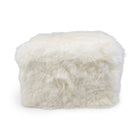 Sittpuff | Fårskinn | Lång lugg | 50x50x32 cm Vit