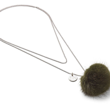 Halsband med minktofs Khaki