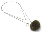 Halsband med minktofs Khaki