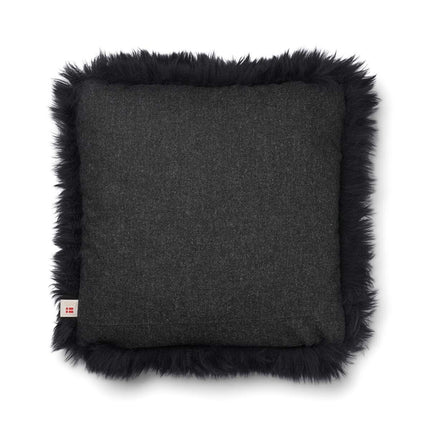 Long-Wool Sheepskin Cushion | 52x52 cm Charcoal/Svart