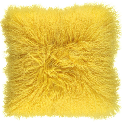 Fårskinnskudde | Lockig | Tibet | 40x40 cm Senapsgul
