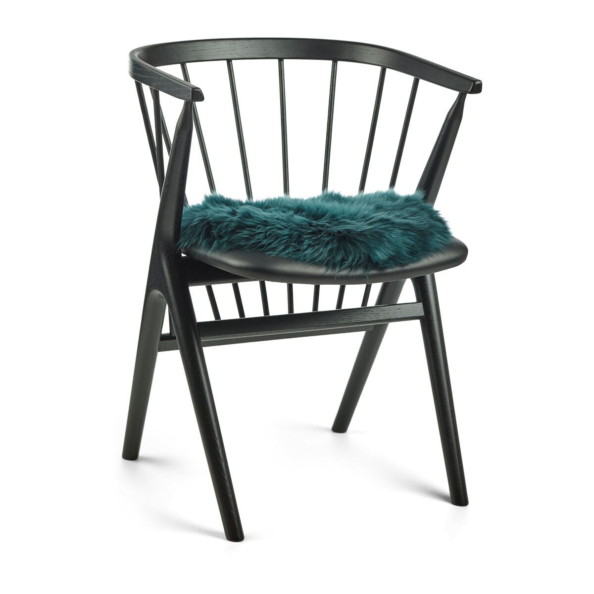 Stolsdyna | Fårskinn | Lång lugg | D38 cm Blågrön