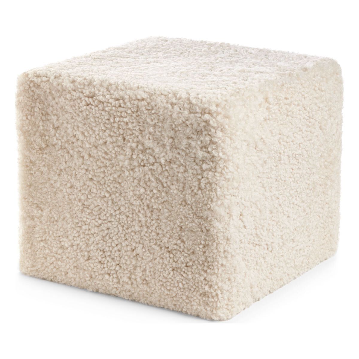Sittpuff | Fårskinn | Kort lugg | 40x40x35 cm Pearl