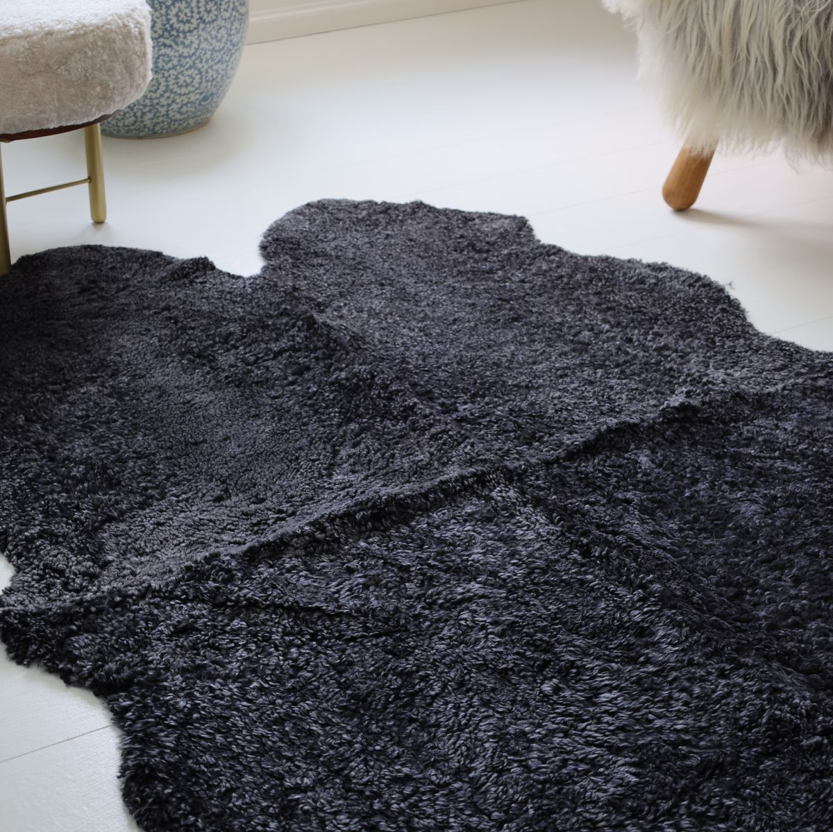 Fårskinn Premium | Kort lugg | 180x110 cm Koksgrå