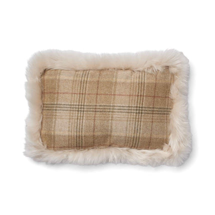 Checked Collection | Ullkudde | Lång lugg | Dubbelsidig | 52x52 cm | 34x52 cm Sand-Beige / Beige 