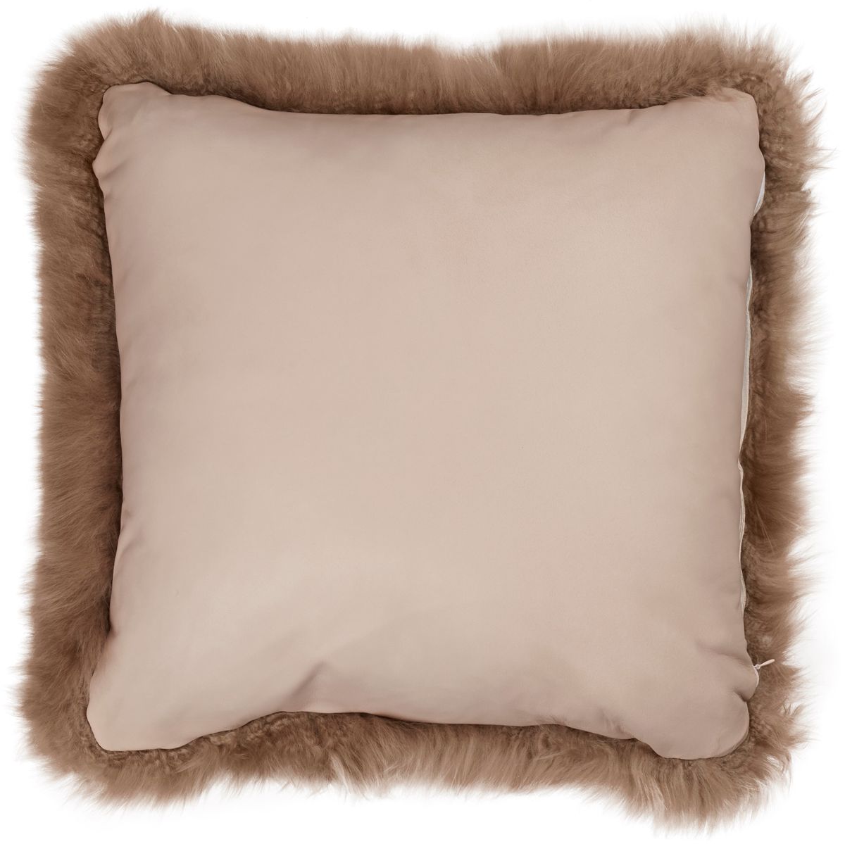 Fårskinnskudde | Lång lugg | Nya Zeeland | Läderbaksida | 50x50 cm Ljusbrun
