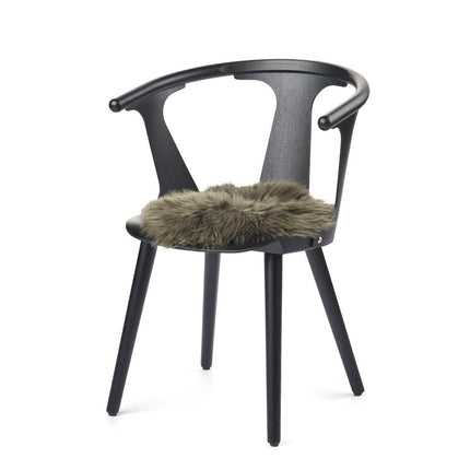 Stolsdyna rund | Fårskinn | D34 cm Häck Grön