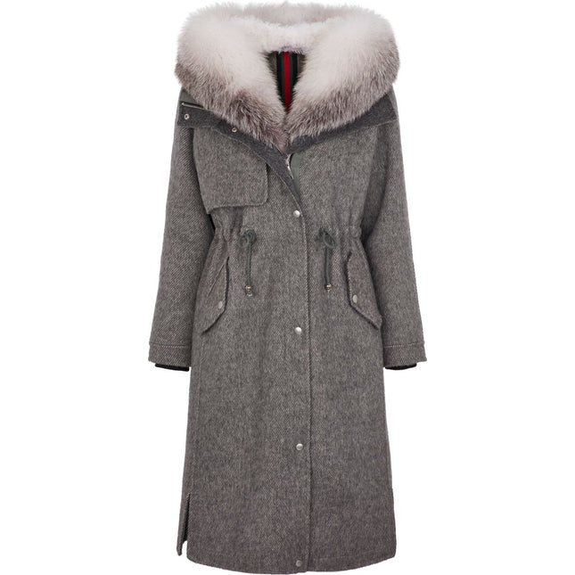 Cille Kappa | Kashmir | Rävpäls Grå/Arktisk marmor