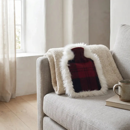 Värmeflaska | Fårskinn och ull | 37x27 cm Lindsay Tartan/Vit
