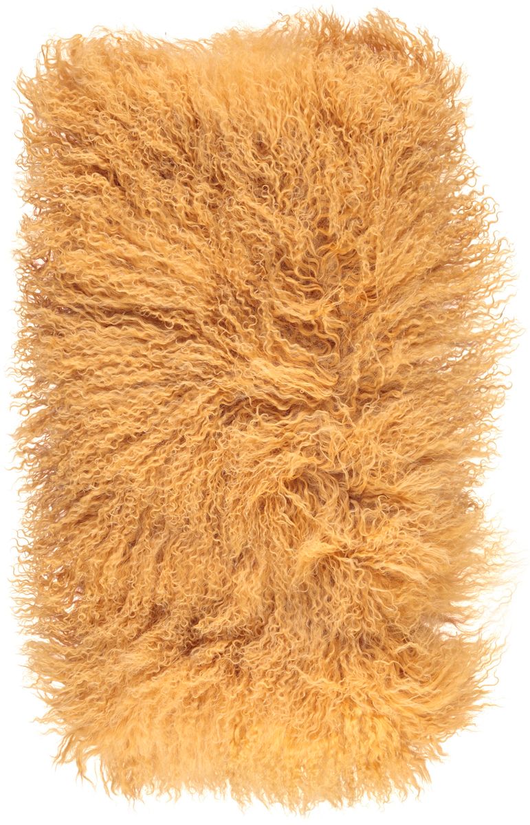 Fårskinnskudde | Lockig | Tibet | 28x56 cm Gul