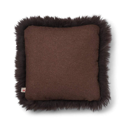 Long-Wool Sheepskin Cushion | 52x52 cm Choklad