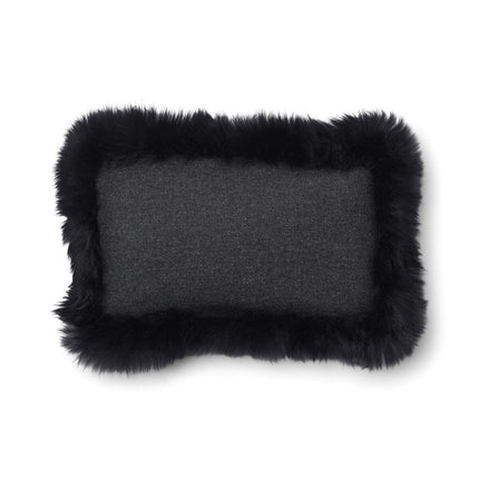 Wool Cushion | LW trim  | 34x52 cm Charcoal/Svart