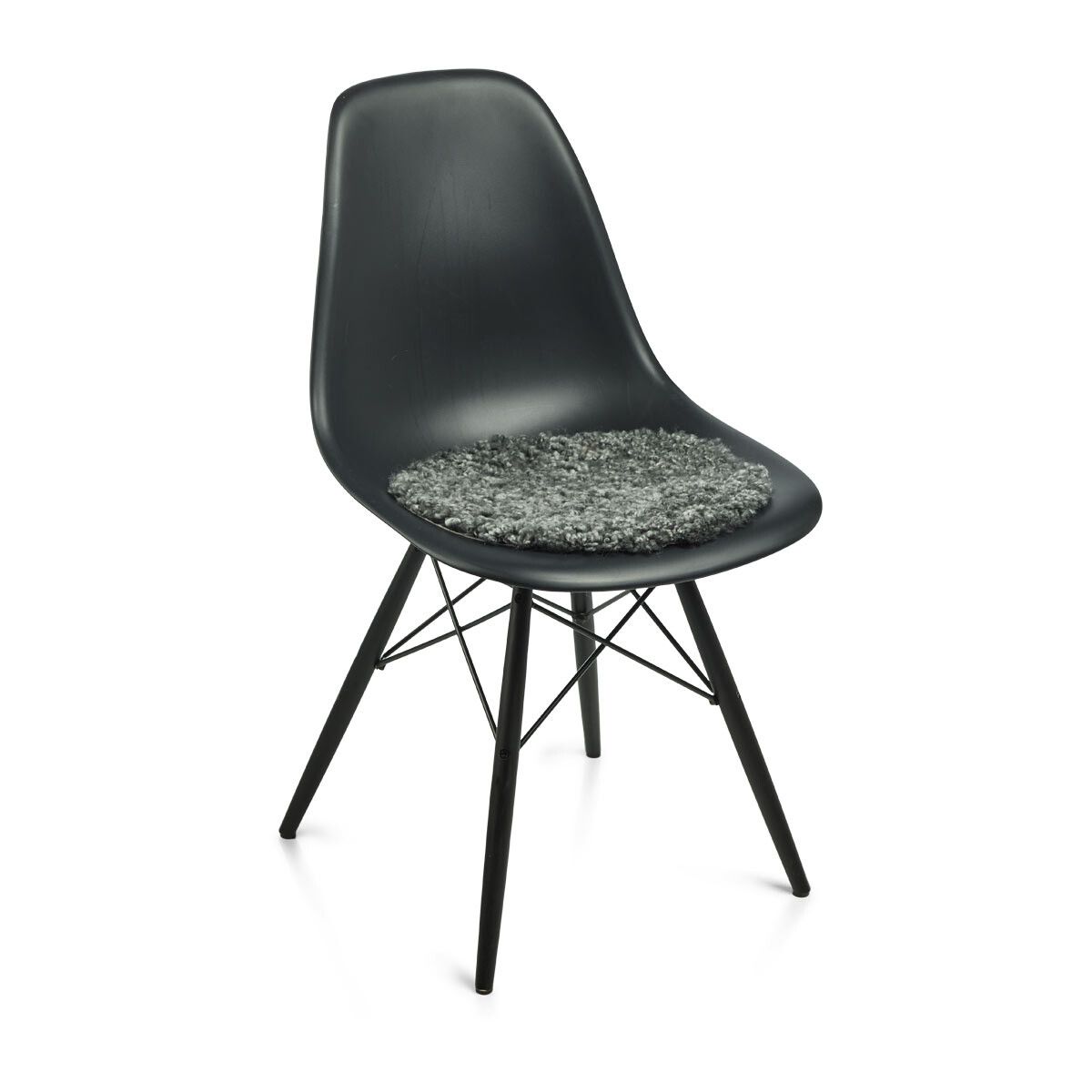Stolsdyna | Fårskinn | Kort lugg | D38 cm Grå