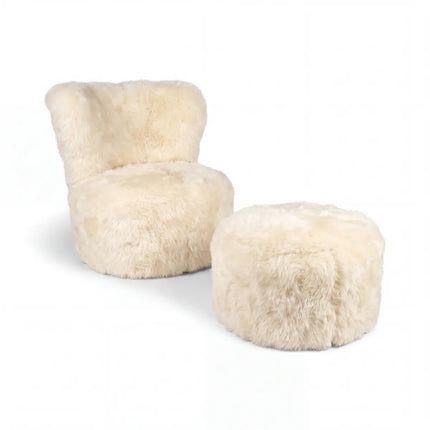 Skandi Footrest | Lång lugg Fårskinn | Nya Zeeland Beige