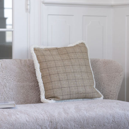 Wool Cushion | Doublesided | SW trim | 52x52 cm Oatmeal-Beige/Elfenben