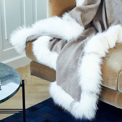 Filt | Kashmir & rävpäls | 130x200 cm Silver Fox / Mörkgrå