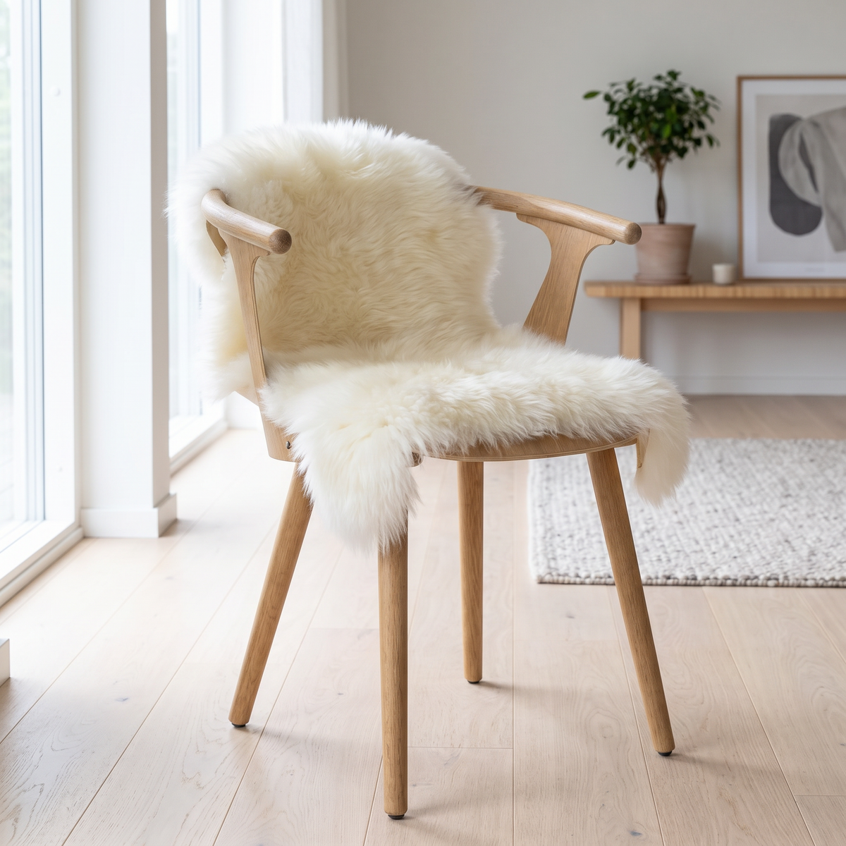 Fårskinn [populär] | Till stol | Lång lugg | 90x60 cm Beige