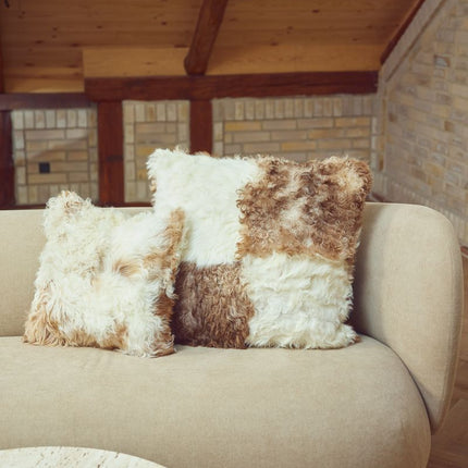 Fårskinnskudde | Toscana | Dubbelsidig Brun / Beige Mix
