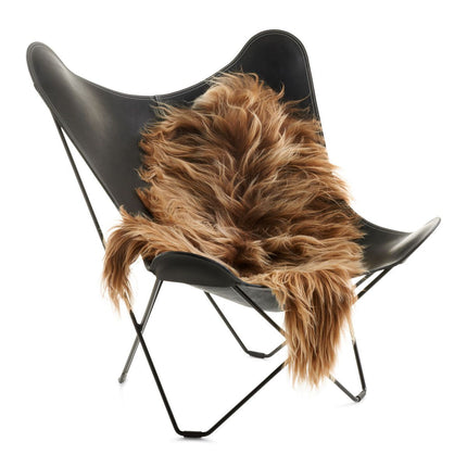 Fårskinn Premium | Ekologiskt | Lång lugg | 100-120x60 cm Naturbrun