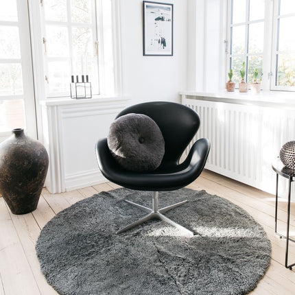 Fårskinnsmatta | Rund | Lockigt | D180 cm Grå