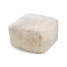 Sittpuff | Fårskinn | Lång lugg | 50x50x32 cm Beige