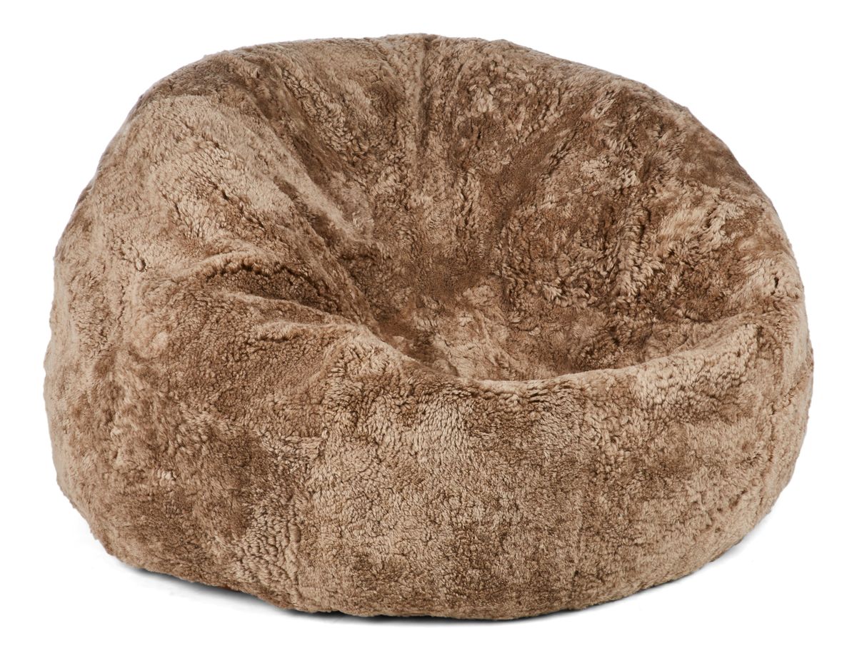 Saccosäck | Fårskinn | Kort lugg | 73x74 cm | 92x93 cm Ljusbrun