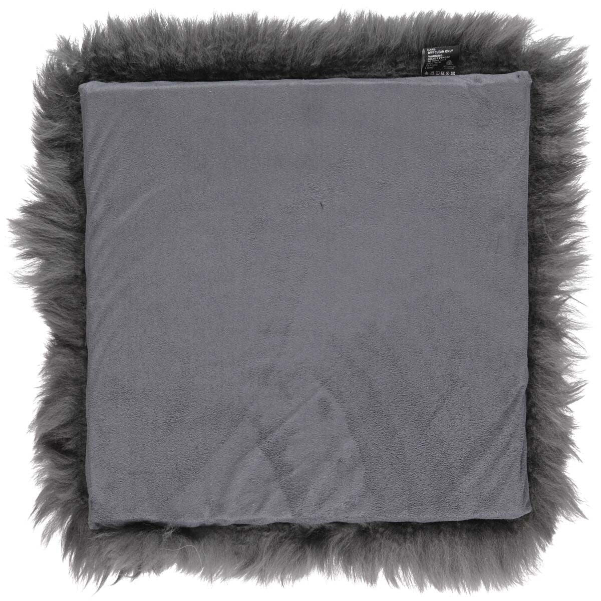 Stolsdyna | Fårskinn | Lång lugg | 37x37 cm Mörkgrå